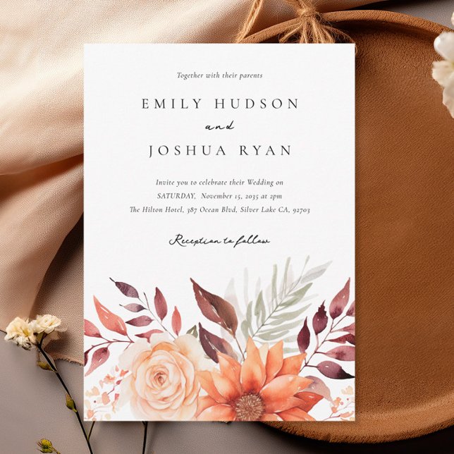 Invitation Automne Floral Boho Mariage (Créateur téléchargé)