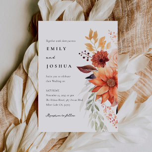 Invitation Automne Floral Boho Mariage