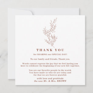 Invitation Automne Floral Boho Terracotta Indie Simple merci