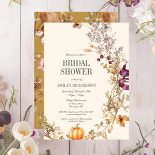 Invitation Automne Floral Citrouille Boho nuptiale de douche 