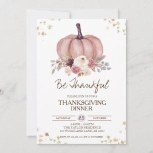 Invitation Automne Floral Citrouille Thanksgiving