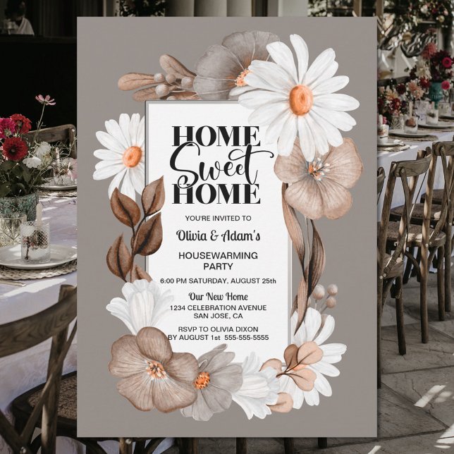 Invitation Automne Floral Home Sweet Home Fête du réchauffeme (Créateur téléchargé)