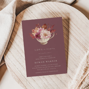 Invitation Automne Floral Teacup Automne Fête des mariées Thé