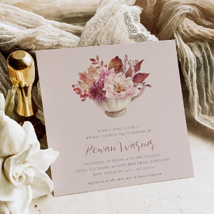Invitation Automne Floral Teacup Automne Fête des mariées Thé