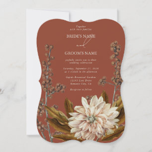 Invitation Automne Floral Terracotta Mariage de automne d'aqu