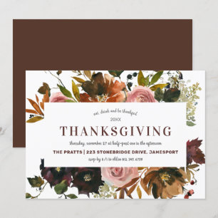 Invitation Automne Floral Thanksgiving Dîner