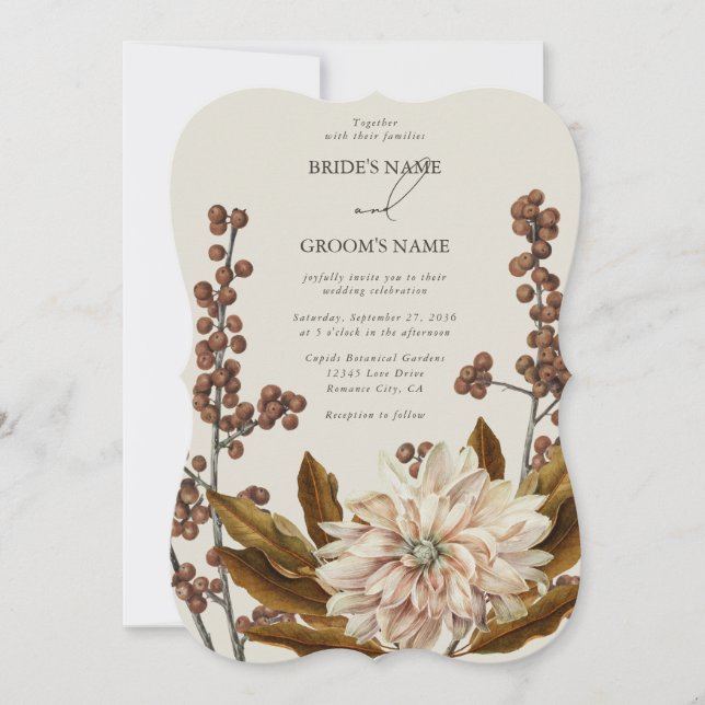 Invitation Automne Floral Tones Terre Aquarelle Mariage de au (Devant)