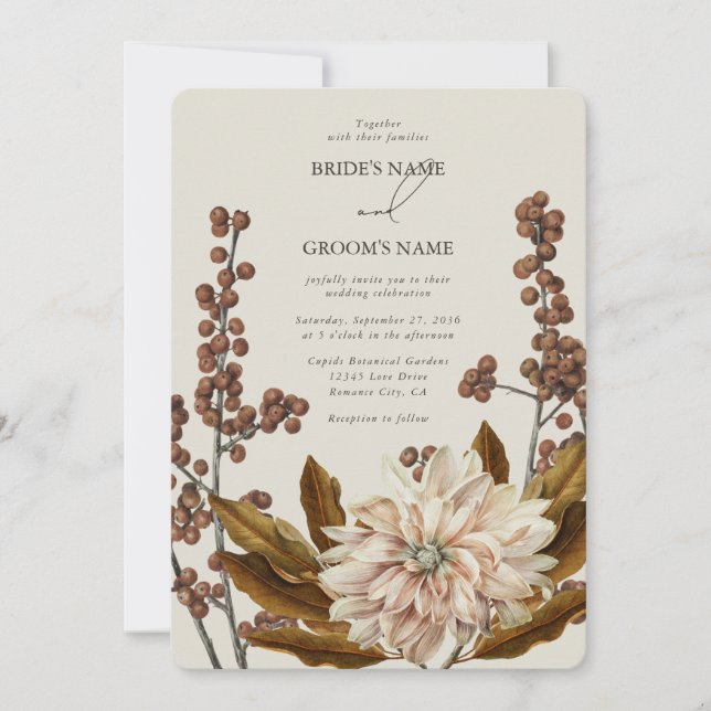 Invitation Automne Floral Tones Terre Aquarelle Mariage de au (Devant)