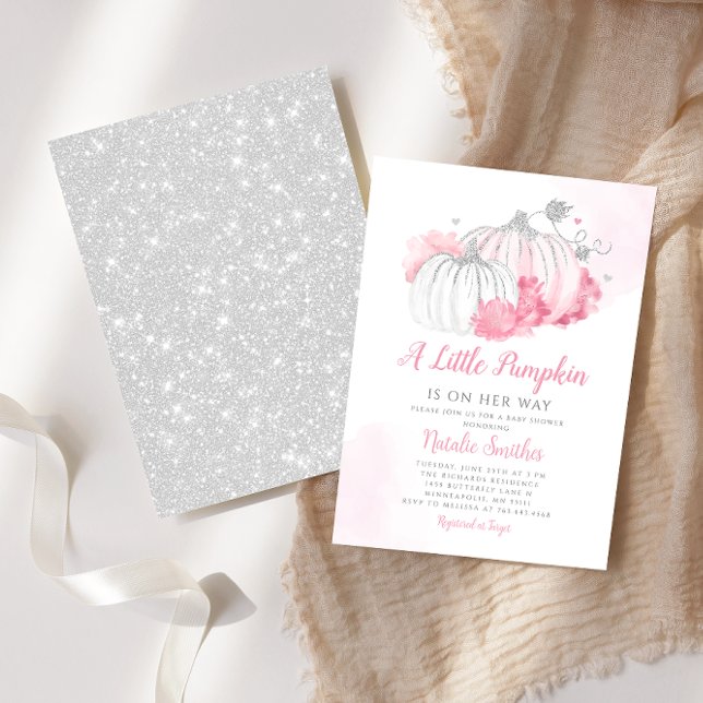 Invitation Automne Floral Un petit Baby shower Citrouille fil (Créateur téléchargé)