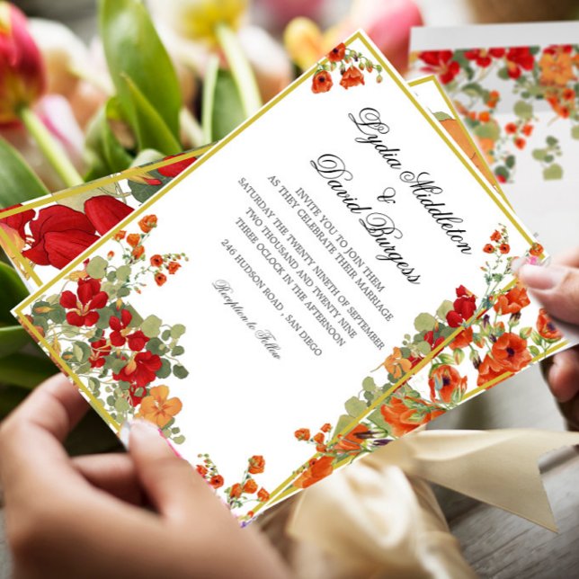 Invitation Automne Florals Élégant Mariage Personnalisé Stati (Créateur téléchargé)