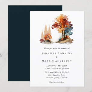 Invitation Automne Forêt d'automne Mariage d'aquarelle