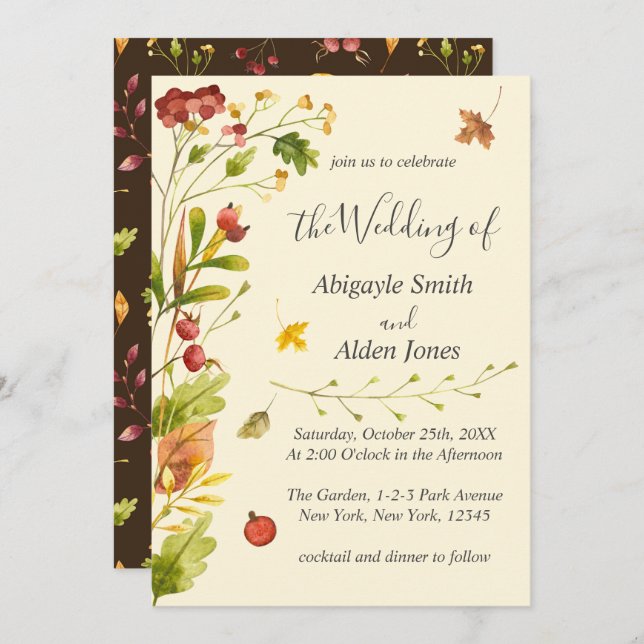 Invitation Automne Forêt d'automne Mariage rustique (Devant / Derrière)
