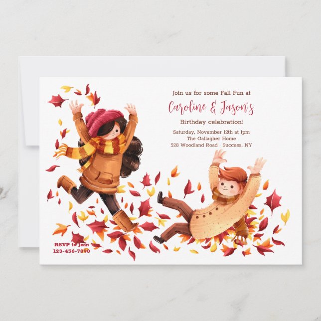 Invitation Automne Fun Anniversaire de enfant (Devant)