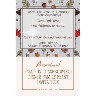 Invitation Automne Fun Thanksgiving Diner Fête de famille