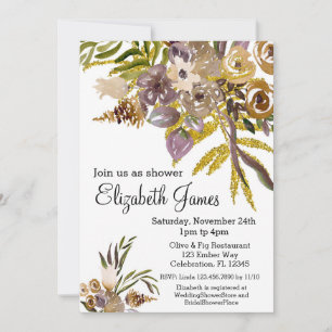 Invitation Automne Golden Automne Floral Aquarelle Bride