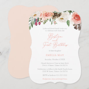 Invitation Automne Hiver Fille Baptême 1er anniversaire fête