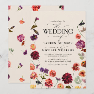 Invitation Automne Jardin d'été Burnt Orange Fleurs Mariage