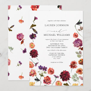 Invitation Automne Jardin d'été Burnt Orange Fleurs Mariage