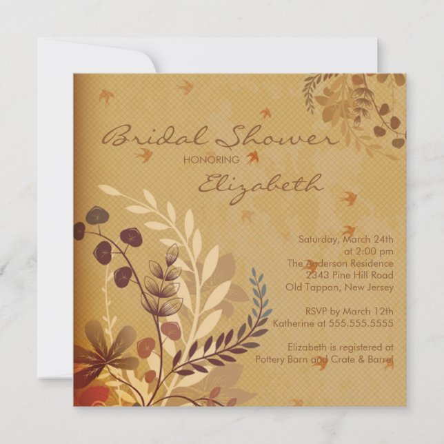 Invitation Automne laisse l'invitation de la douche nuptiale (Devant)