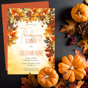 Invitation Automne   L'automne part Thanksgiving Dîner