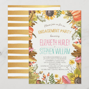 Invitation Automne Maple Feuille Citrouille Engagement Party