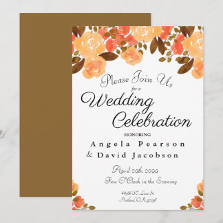 Invitation Automne Mariage Aquarelle Fleurs Couleurs Automne