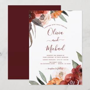 Invitation Automne Mariage Bourgogne Floral Automne