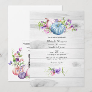 Invitation Automne - Mariage Floral Rustique QR Code RSVP