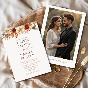 Invitation Automne Mariage photo Elégant automne floral