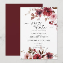 Automne Maroon Pink Berries Mariage Enregistrer La