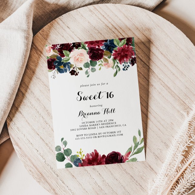 Invitation Automne Moderne Calligraphie Sweet 16 Anniversaire (Créateur téléchargé)