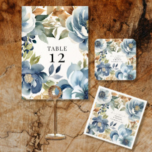 Invitation Automne moderne Floral Navy Dusty Blue Mariage Men