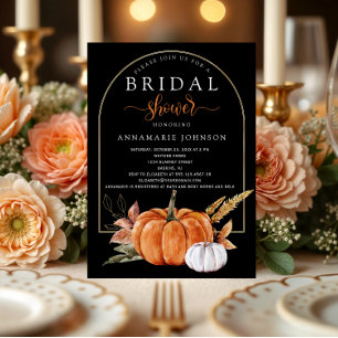 Invitation Automne Orange & Blanc Citrouille Feuilles sur Noi
