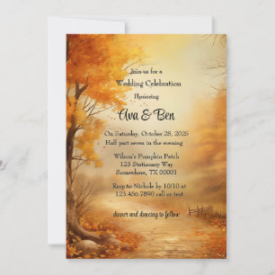 Invitation Automne Orange Tree Rustic Mariage Célébration