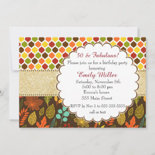 Invitation Automne Parties scintillant Automne Adulte Anniver