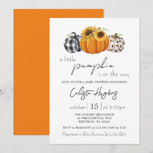 Invitation Automne Petit Citrouille tournesol Baby shower rus
