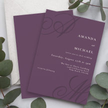 Automne Plum Élégante Calligraphie Monogramme Mari