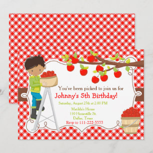 Invitation Automne Pomme cueillir Afro-Américain Anniversaire