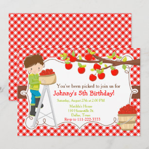 Invitation Automne Pomme ramassage Brunette Anniversaire