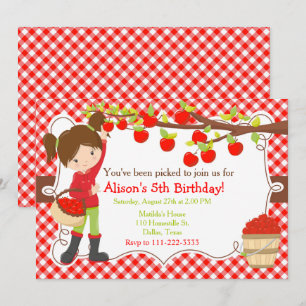 Invitation Automne Pomme ramassage Brunette Anniversaire