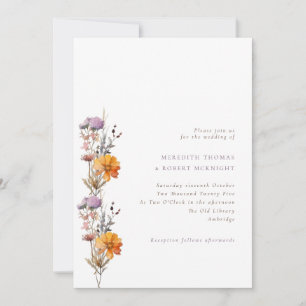 Invitation Automne Purple & Orange Fleur sauvage Mariage