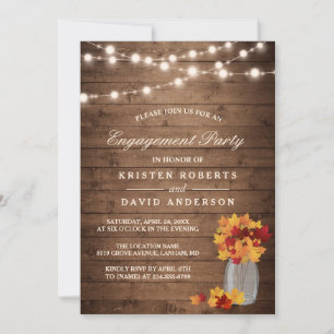 Invitation Automne quitte Mason Jar Rustic Engagement Party