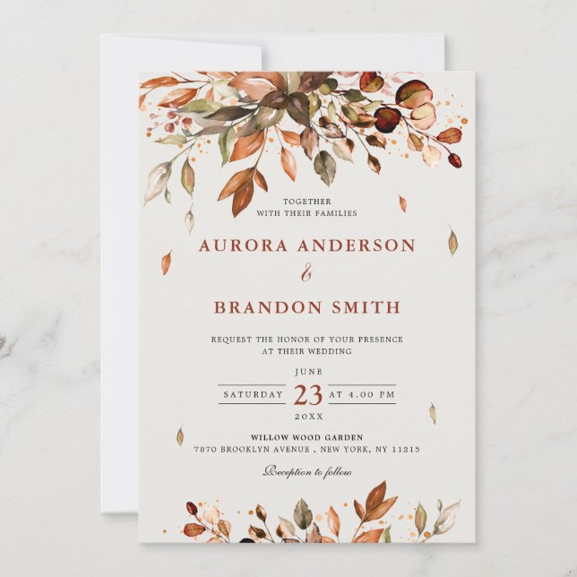 Invitation Automne Quitte Russe Pays Boho Mariage Dans (Devant)