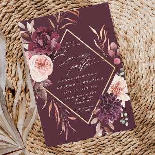 Invitation Automne Romance Bourgogne Soirée Mariage