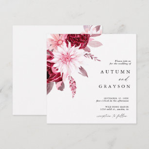 Invitation Automne Romance Gold Frame Floral Mariage