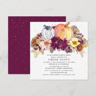 Invitation Automne Russe Bourgogne Floral Citrouille Fête des