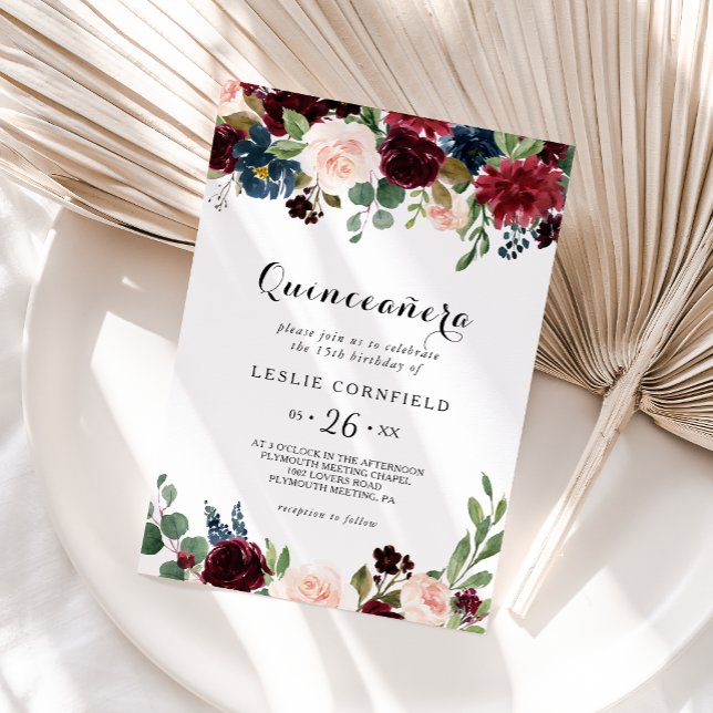 Invitation Automne Russe Bourgogne Quinceañera fête d'anniver (Créateur téléchargé)