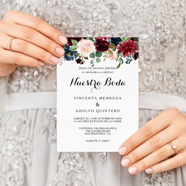 Invitation Automne Russe éblouissant Bourgogne Mariage espagn (Créateur téléchargé)