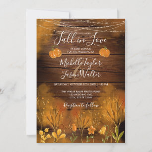 Invitation Automne rustique amoureux floral botanique citroui