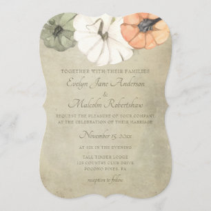 Invitation Automne Rustique Automne Blanc, Orange Citrouille